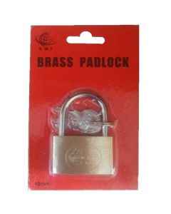 40MM BRASS PADLOCK INDV CARDED