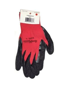 GLOVES NYLON LATEX GRIP RED